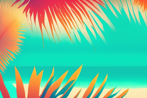 Photo neon horizons colorful retrofuturistic tropical beach vibes