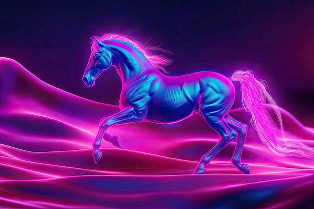 Neon Horse Running with Vibrant Background