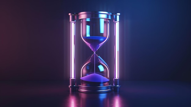 Photo neon hourglass time concept