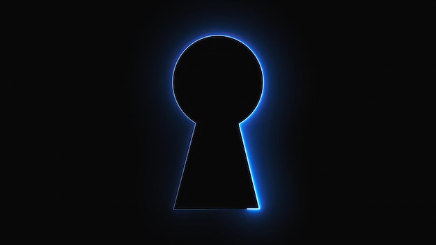 Neon keyhole with black background