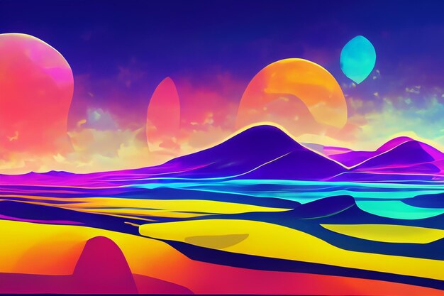 Neon Landscapes Vibrant RetroFuturistic Horizons