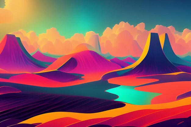 Neon Landscapes Vibrant RetroFuturistic Horizons