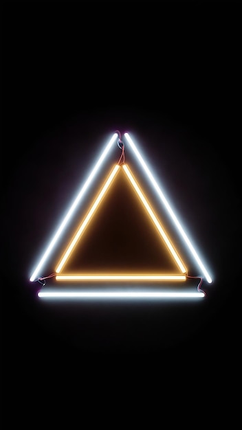 Neon laser lights in a triangular shape with a black background