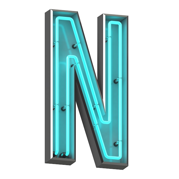 Neon letter N on white background