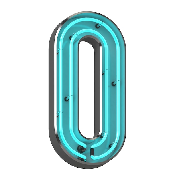 Neon letter O on white background