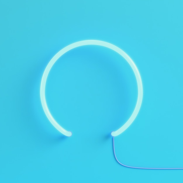 Neon light on bright blue background