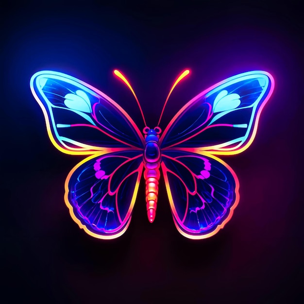 Photo neon light butterfly