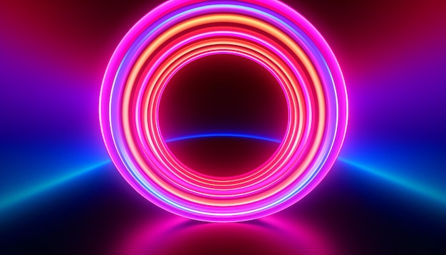 A neon light in a circle