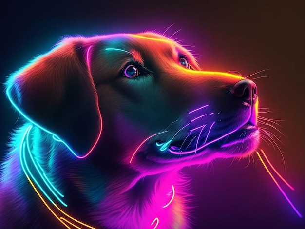 Neon Light amp Comic Colour Dog