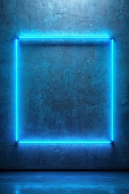 Neon light on concrete wall texture background Lighting effect blue neon background for product display banner or mockup