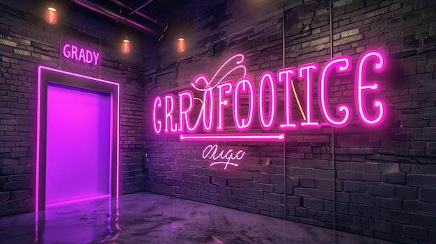 Neon light design background with Grand Opening writing