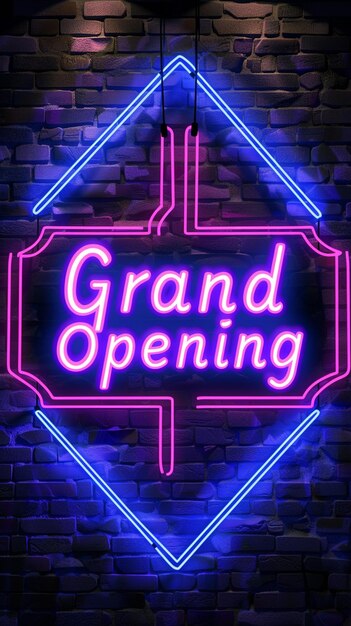 Neon light design background with Grand Opening writing