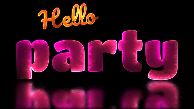 Photo neon light effect looping party text black background