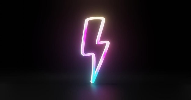 Neon Light Flash Icon 3D Rendering Image