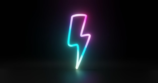 Neon Light Flash Icon 3D Rendering Image