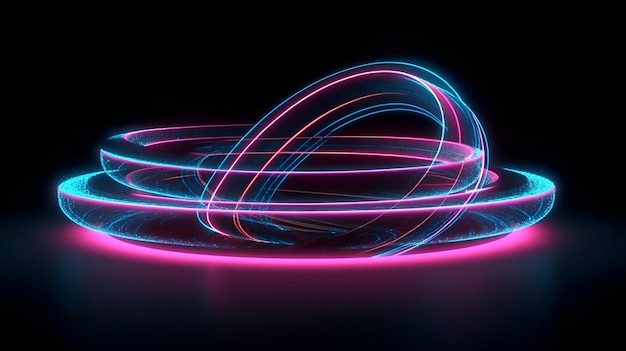 A neon light is displayed on a black background.