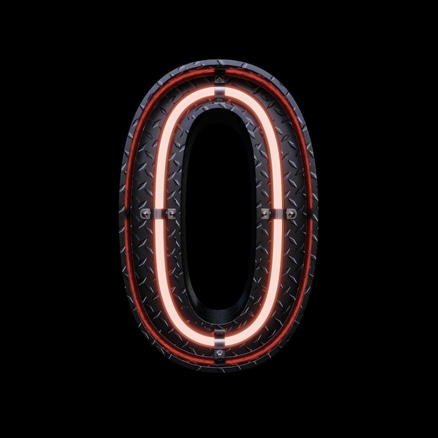 Neon Light Letter 0 with red neon lights.