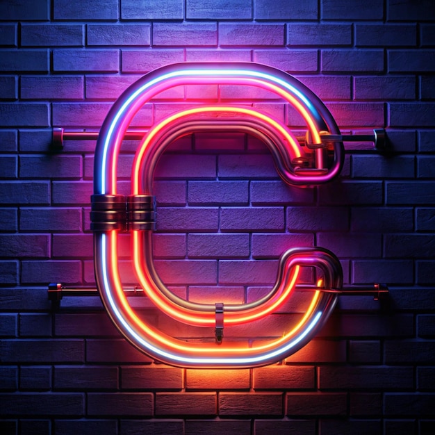 Photo neon light tube letter c