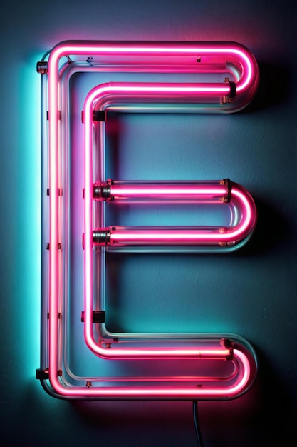 Photo neon light tube letter e