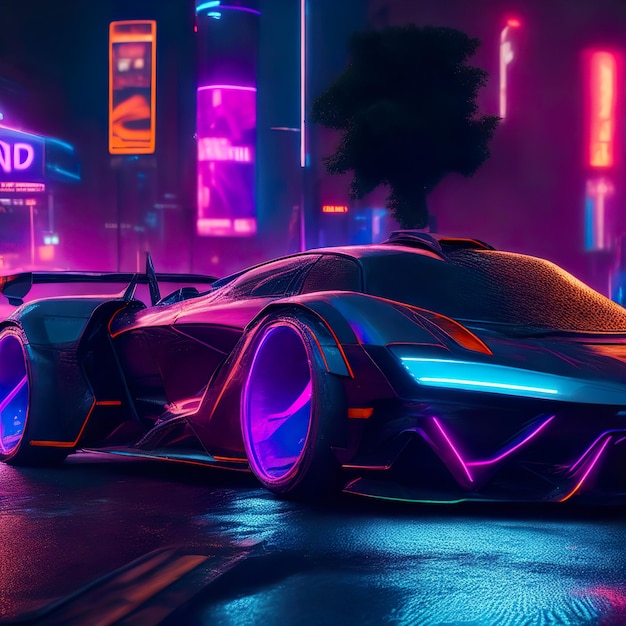 Neon Lighted Super Car