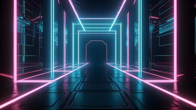 Neon lights in a dark room wallpaper