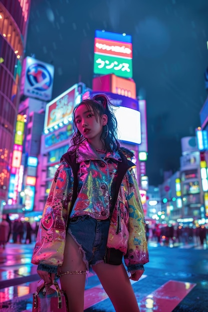 Photo neon lights fashion in tokyo