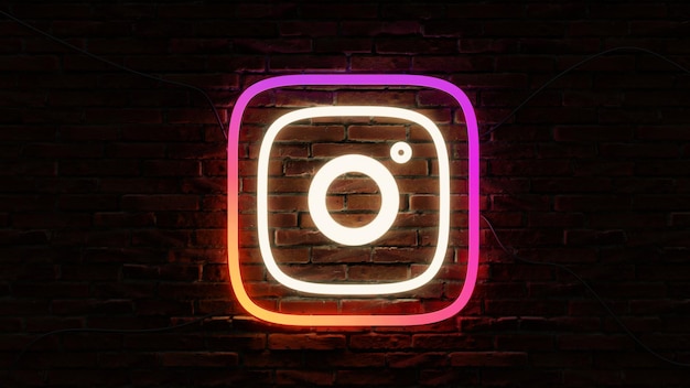 Neon Lights Instagram Logo 3D Illustration