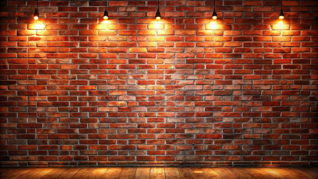 Neon lights on old grunge brick wall room backgroundEmpty space of Red brown vintage grunge brick wall texture background