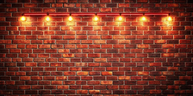 Photo neon lights on old grunge brick wall room backgroundempty space of red brown vintage grunge brick wall texture background