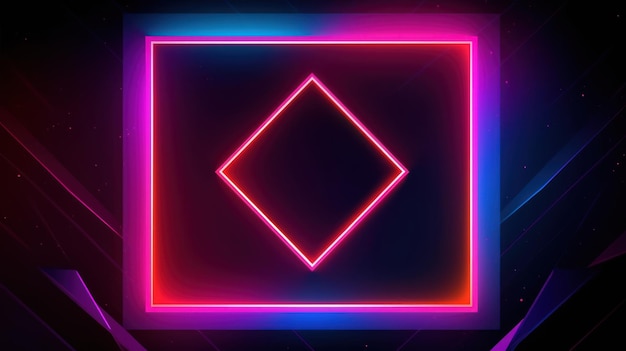 Neon lights in a square on a black background