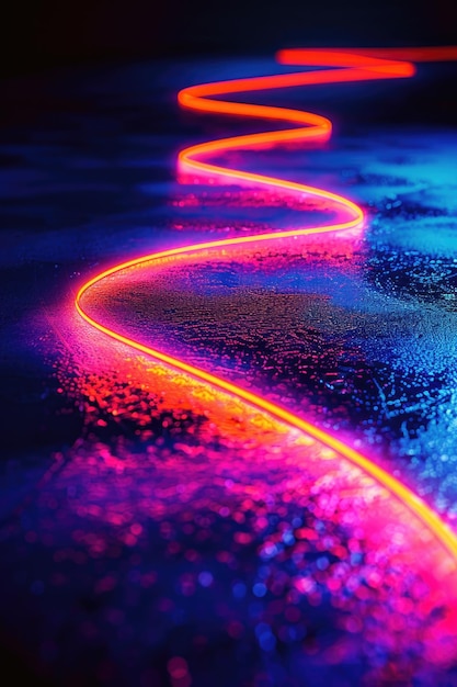 Photo neon lights on wet surface