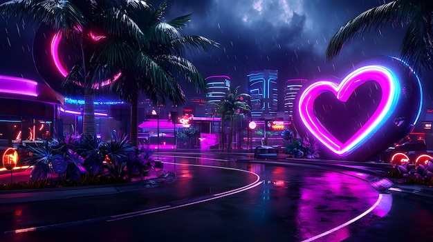 Photo neon lit futuristic urban landscape with modernist design elements