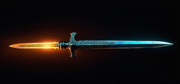 Photo a neon lit magical sword