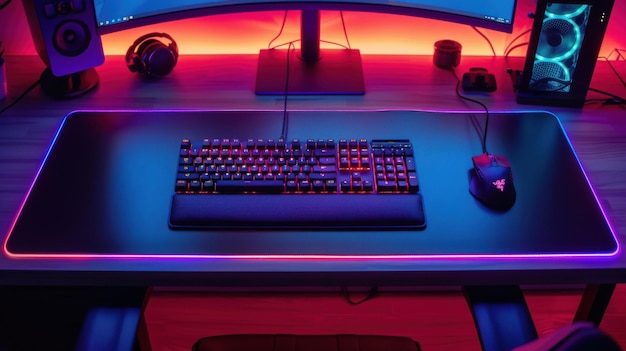 Photo neon lit technology futuristic vibes and gaming setups