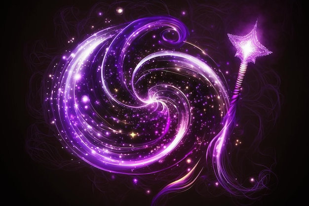 Neon magic swirl Ai Wind effect purple twirl with stars and sparkles