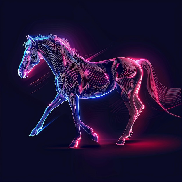 Neon Majesty A Luminous Horse Portrait