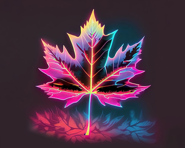 A neon maple leaf with the word maple on it