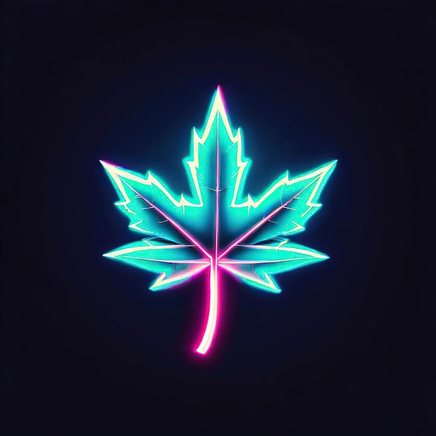 A neon maple leaf with the word maple on it