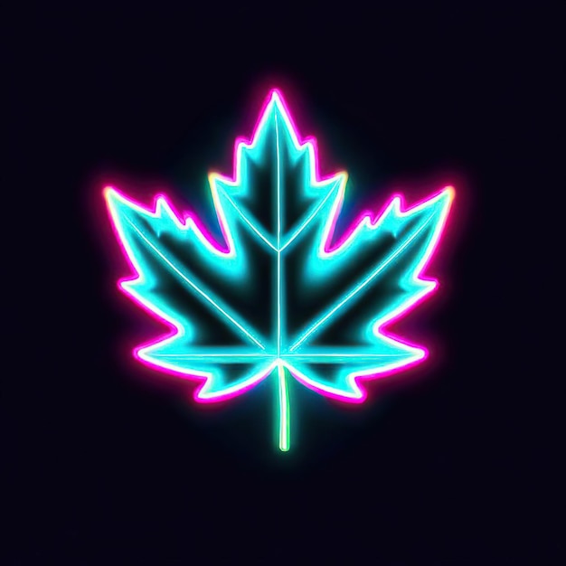 A neon maple leaf with the word maple on it.