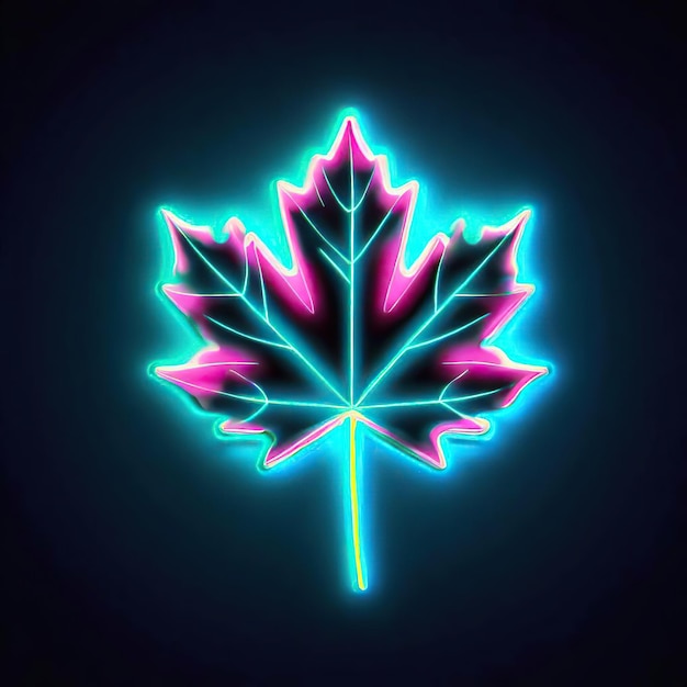 A neon maple leaf with the word maple on it