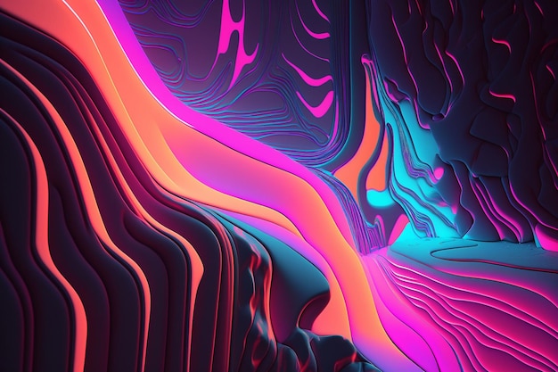 Neon Marble Background Illustration Generative ai