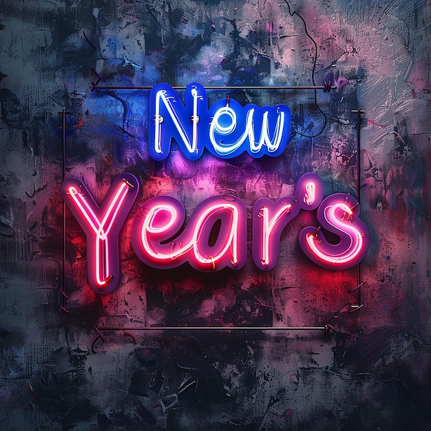 Neon New Years Sign in Gritty and Grungy Style