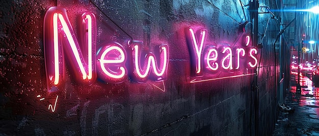 Neon New Years Sign in Gritty and Grungy Style