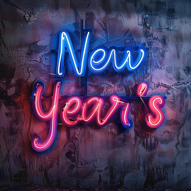 Neon New Years Sign in Gritty and Grungy Style