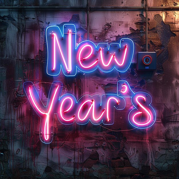 Neon New Years Sign in Gritty and Grungy Style