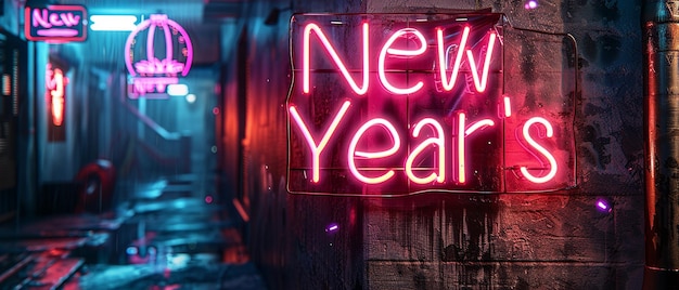 Neon New Years Sign in Gritty and Grungy Style