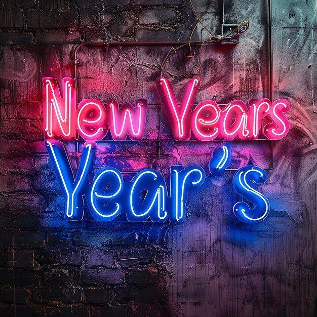 Neon New Years Sign in Gritty and Grungy Style