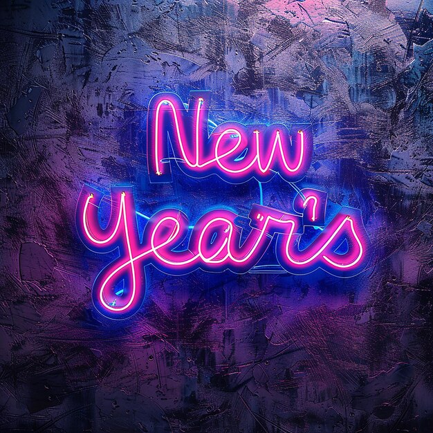 Neon New Years Sign in Gritty and Grungy Style