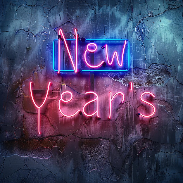 Neon New Years Sign in Gritty and Grungy Style