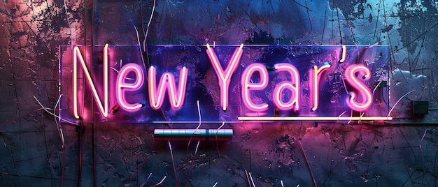 Neon New Years Sign in Gritty and Grungy Style